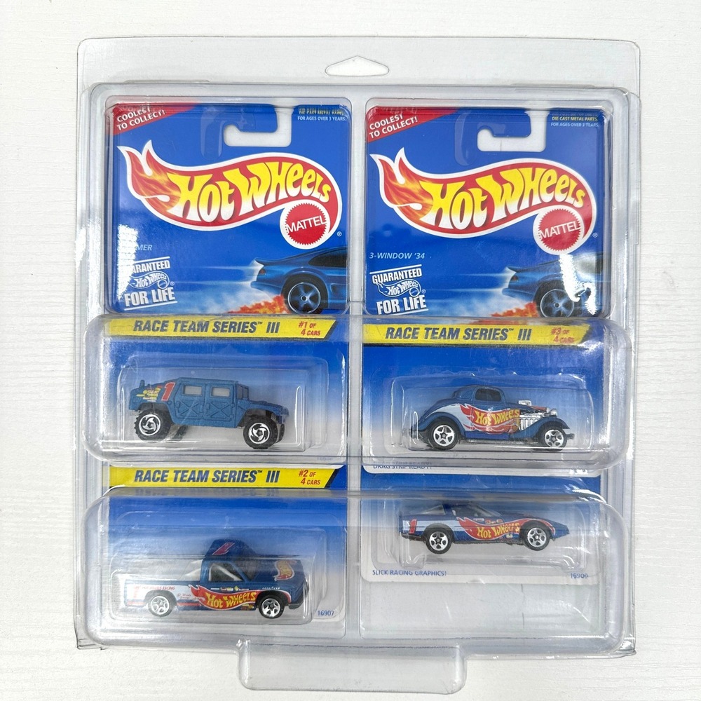 HotWheels Race Team Series‎ III Complete Set Factory 4-Car Blister Pack 1990s